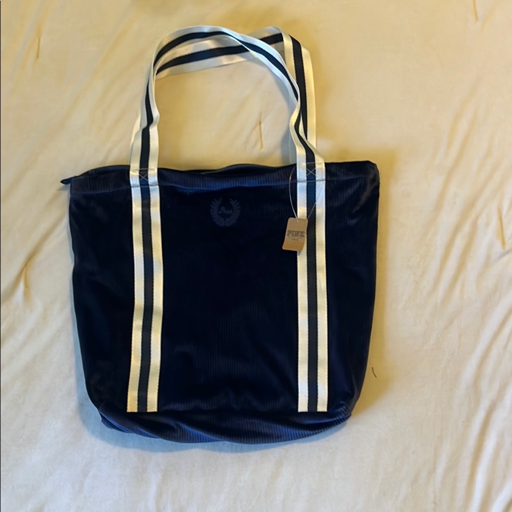 PINK Victoria's Secret Blue Velvet Tote Bag